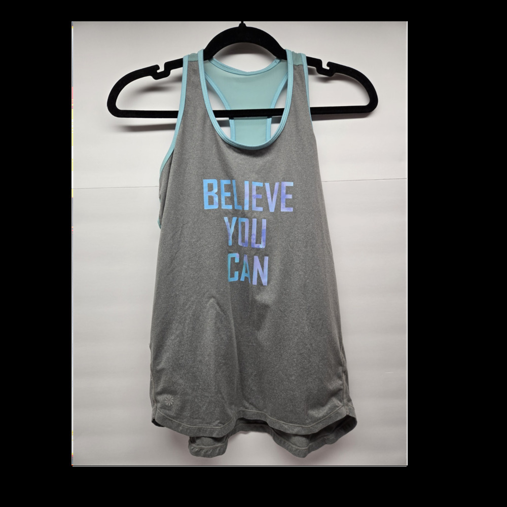 Athleta Girl XL/14 Gray Light Blue Moisture Wicking Tank Top Sleeveless